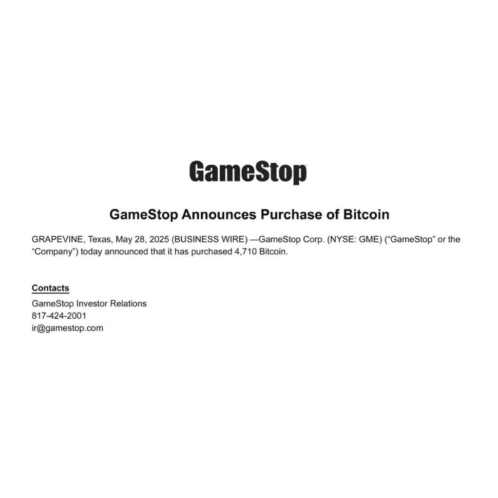 GameStop купила 4,710 BTC на сумму $512,78 млн
