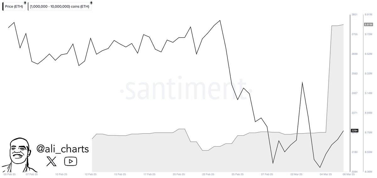 Согласно данным Santiment, в течение последних 48 часов киты приобрели 1,10 миллиона ETH.                  КриптоТрейдер 888: КАНАЛ   ЧАТ  MEXC - биржа с самыми низкими комиссиями на торговлю.