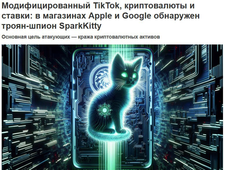 Внимание: появилось новое вредоносное ПО, которое охотится на сид-фразы  Шпион-троян SparkKitty настоящая угроза для владельцев криптокошелков. Это улучшенная версия SparkCat, ориентированная на распознавание секретных фраз на скриншотах и изображениях, чтобы получить полный доступ к кошелькам жертв. Работает на iOS и Android. Распространяется через App Store, Google Play, рекламу в TikTok.  Будьте осторожны и помните, что хранить сид-фразы лучше всего на офлайн носителях.