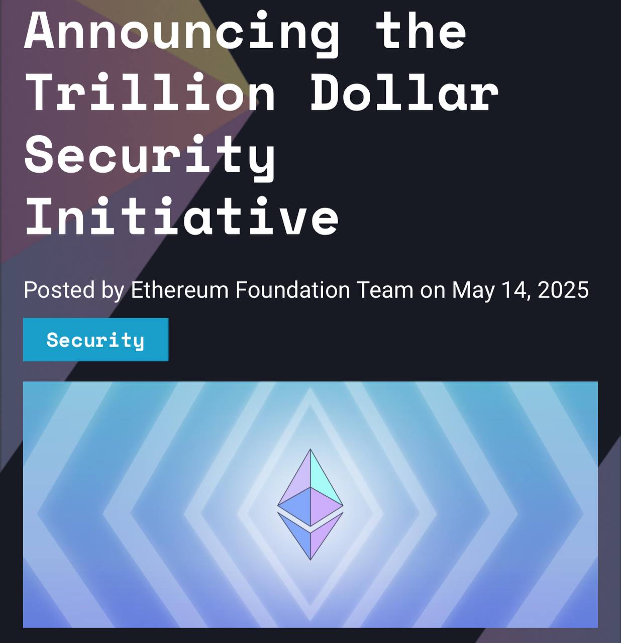 Ethereum Foundation запускает инициативу под названием "Trillion Dollar Security". Основная цель этой инициативы — повысить надежность экосистемы Ethereum до такого уровня, чтобы в ней можно было безопасно хранить триллионы долларов, начиная от пользователей с суммами в 1,000$ и заканчивая компаниями и правительствами с миллиардами. План действий включает в себя: • Анализ уязвимостей на всех уровнях сети Ethereum. • Приоритизацию и внедрение важных обновлений для улучшения ключевых аспектов безопасности. • Прозрачное информирование о состоянии безопасности сети. Оставайтесь в курсе последних новостей вместе с