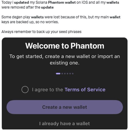 Обновление приложения Phantom wallet на iOS может "стереть" ваши кошельки, если не были сделаны резервные копии seed-фраз. Сохраните seed-фразы перед обновлением.    YouTube   Чат  Торговый клуб   Канал о трейдинге   Invcoin support